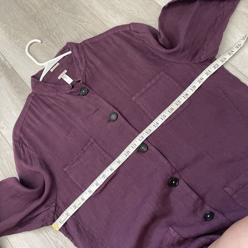 Massimo Alba Shirt linen button up mens Purple medium minimalist coastal travel - Picture 3 of 7